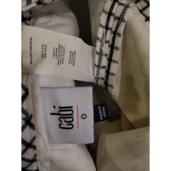 Cabi White Windowpane Gingham Print Skinny Trouser Pants Women's Size 0 - Picture 9 of 9